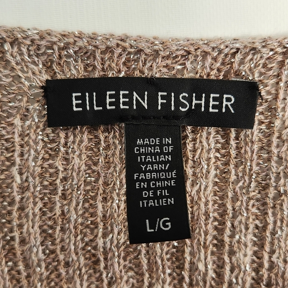 Eileen Fisher Cream Metallic Chainmail Tunic sweater Size L - Picture 4 of 6